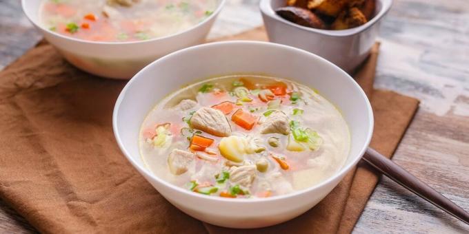Simple turkey soup with vermicelli and vegetables