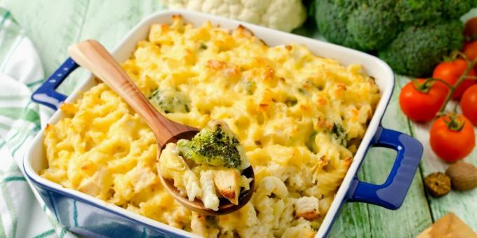 Cheese casserole with broccoli and pasta