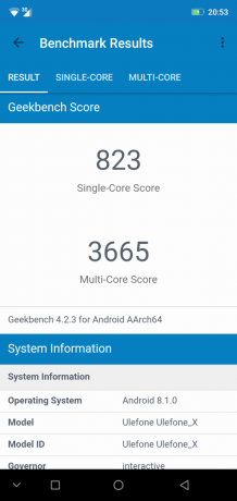 Overview smartphone Ulefone X: GeekBench