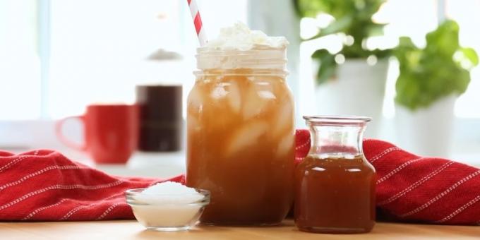 Cold coffee with salted caramel