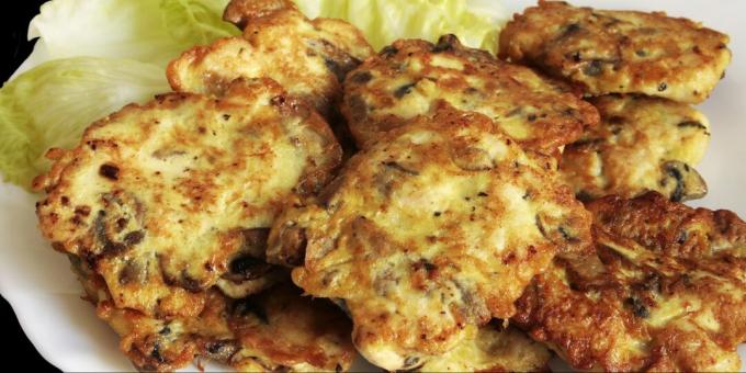 Chicken fillet cutlets, chopped with mushrooms