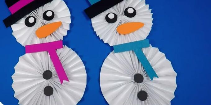How to make a snowman with his hands out of paper
