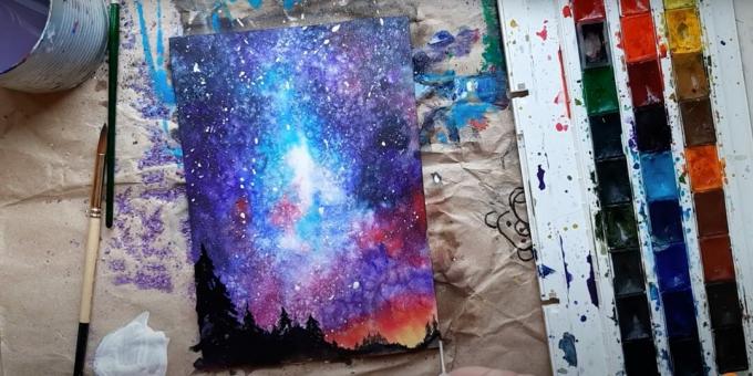 Drawing of space in watercolor
