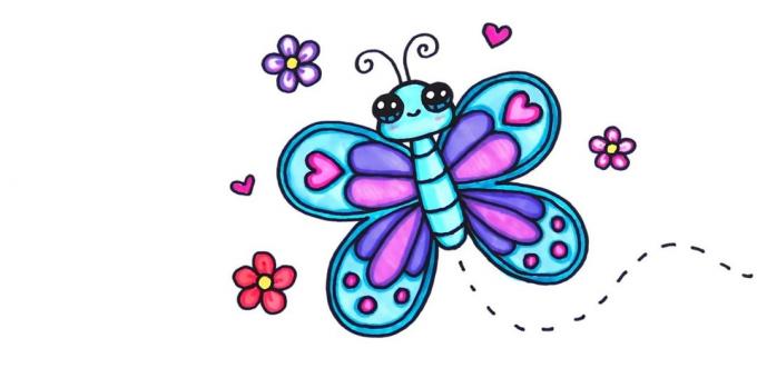 How to draw a cartoon butterfly more complicated pens or pencils