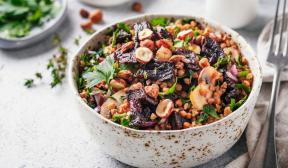 Warm salad with buckwheat and beetroot