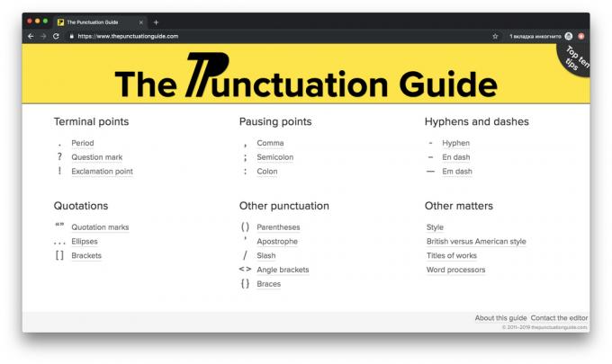 Thepunctuationguide.com for self-study of English punctuation