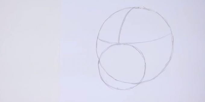 Draw a circle of smaller diameter