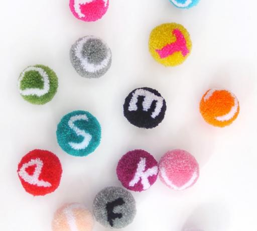 Pompons with letters