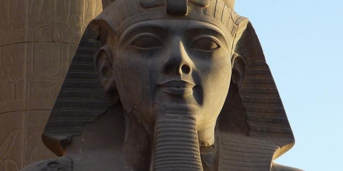 Head of a statue of Ramses II in Luxor Temple, Egypt