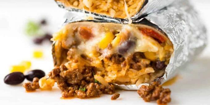 Burrito recipe with ground beef and rice