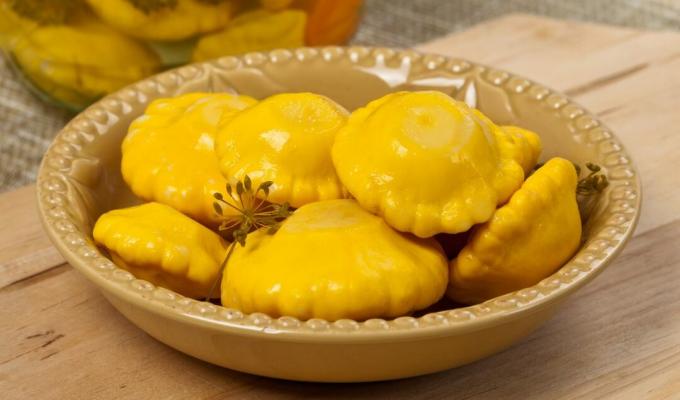 Pickled squash with mustard