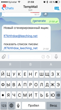 Bots Telegram: TempMail
