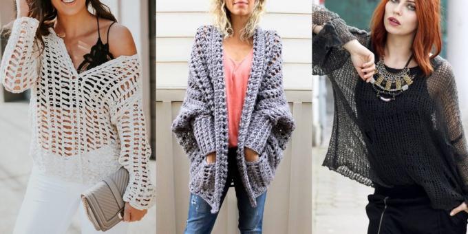 Fashionable sweaters and cardigans, 2018-2019: perforated binding