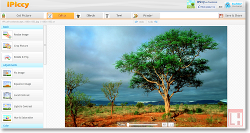 The online editor iPiccy perfectly replace any desktop tool