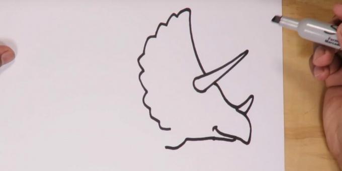 How to draw a Triceratops: draw a mouth