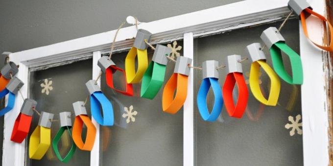 Christmas garland made of thick paper