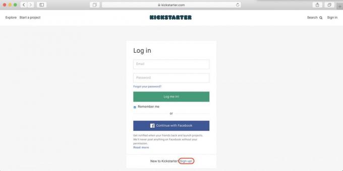 How to buy on Kickstarter: click Sign up!