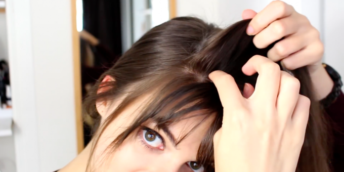 Hairstyles with bangs: make a side part