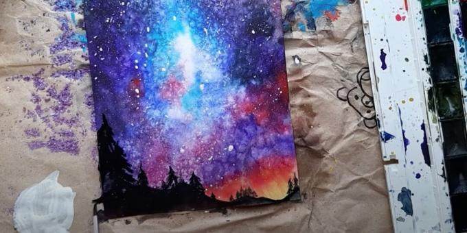 How to paint space in watercolor: add trees