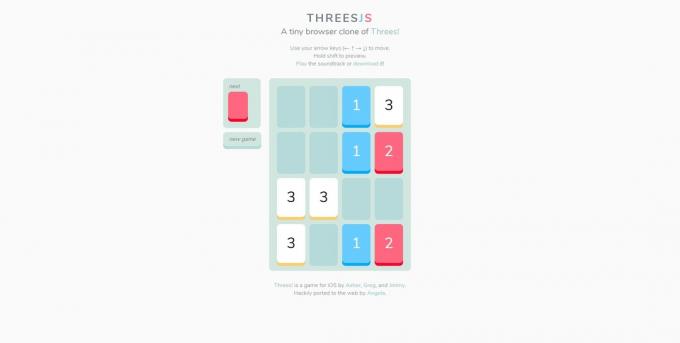 Free online puzzle games: Threes JS