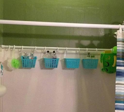 how to hang shower accessories
