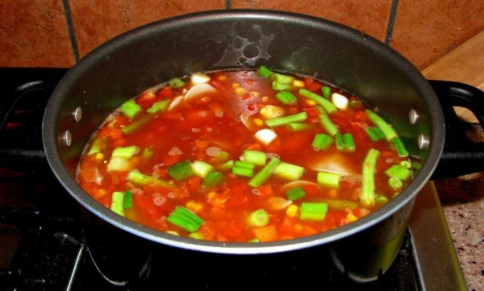 Add the vegetables to the soup