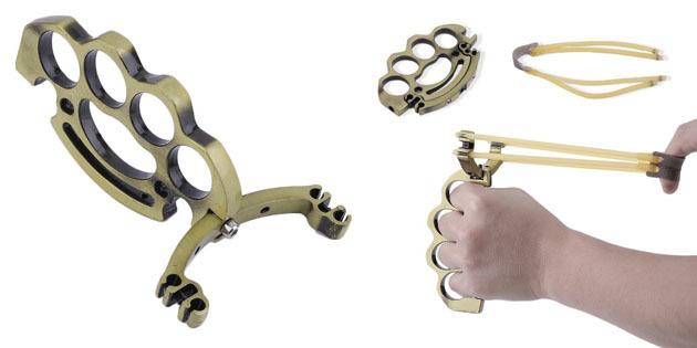 Brass knuckles, slingshot
