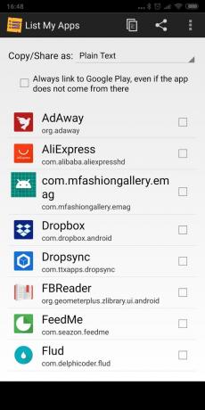 Android-backup applications: List My Apps