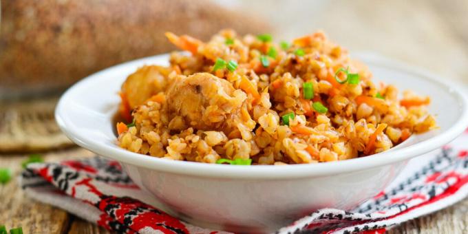 Chicken with buckwheat in a slow cooker