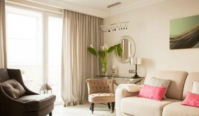 How to choose curtains in one color with the walls