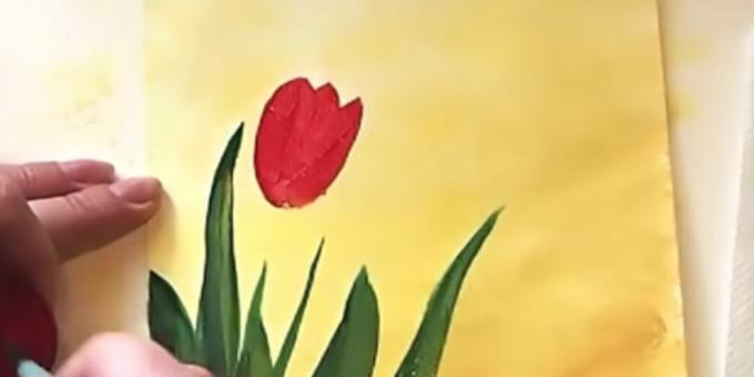 How to draw a bouquet of tulips: add a bud