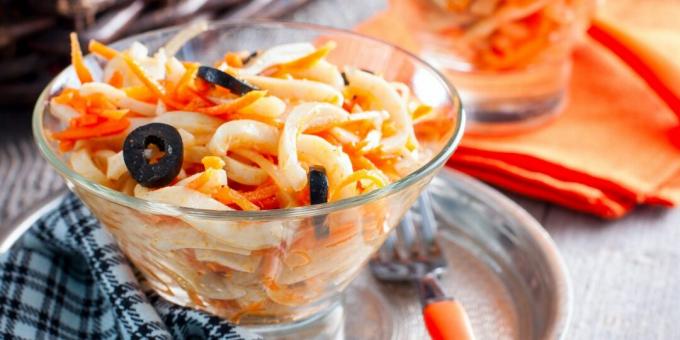 Salad with squid and Korean carrots