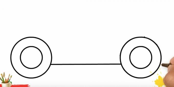 How to draw a truck: connect the wheels