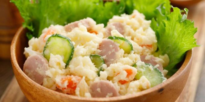 Potato salad with sausages