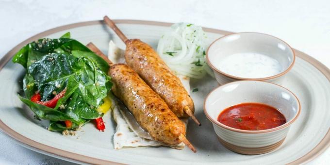 Chicken and pork lula kebab