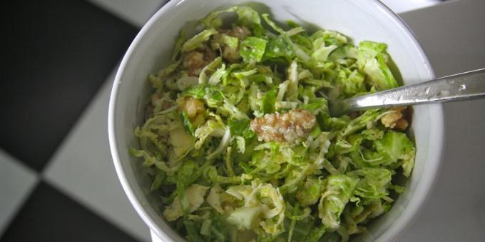 Vegetable salad with brussels sprouts, nuts and Parmesan