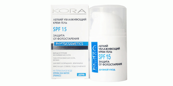 Most sunscreens: Light Moisturizing Cream-gel for face Kora