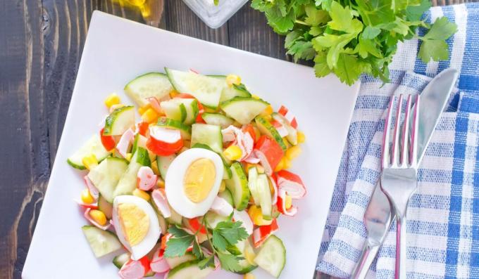 Light salad with crab sticks