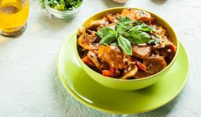 Turkey goulash with mushrooms and spices
