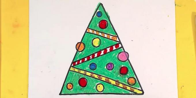 How to draw a triangular tree pencil or felt-tip pen