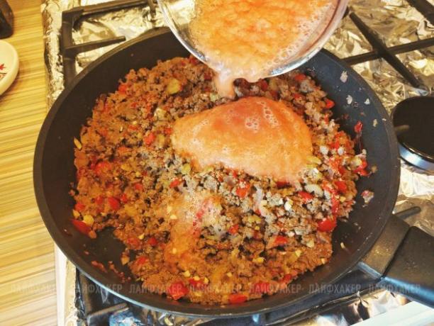 Sloppy Joe's Burger: Add tomato paste to an almost cooked meat sauce