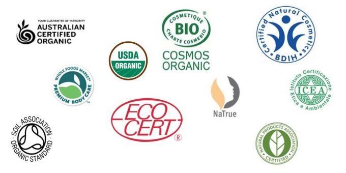 Certificates of organic cosmetics