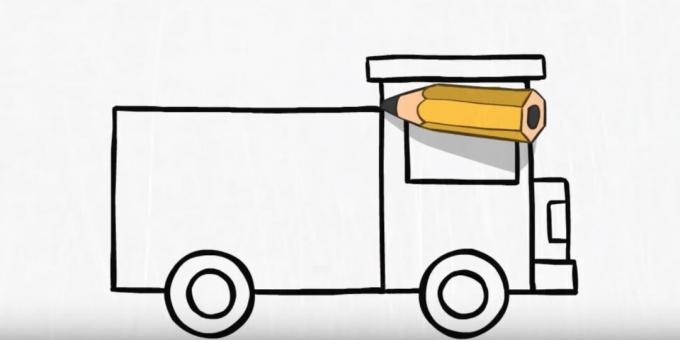 How to draw a fire truck: finish the body