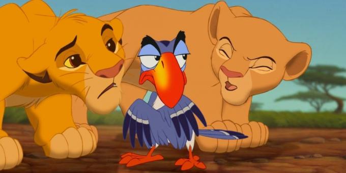 Cartoon "The Lion King": Zazu with his black bushy eyebrows and really ridiculously similar to Mr. Bean