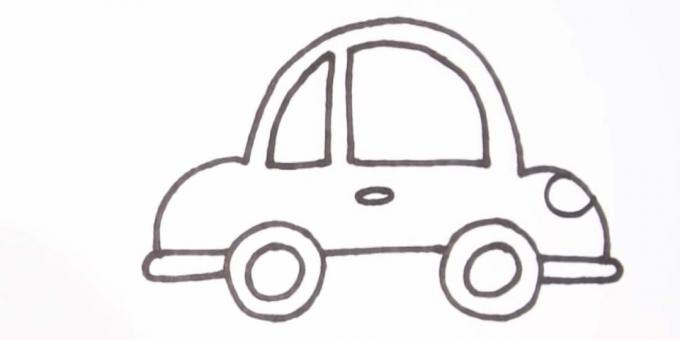 How to draw a car: add a handle and a headlight