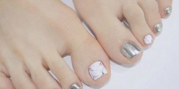 marble and silver pedicures