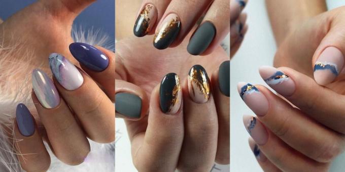 Bright manicure: marble textures