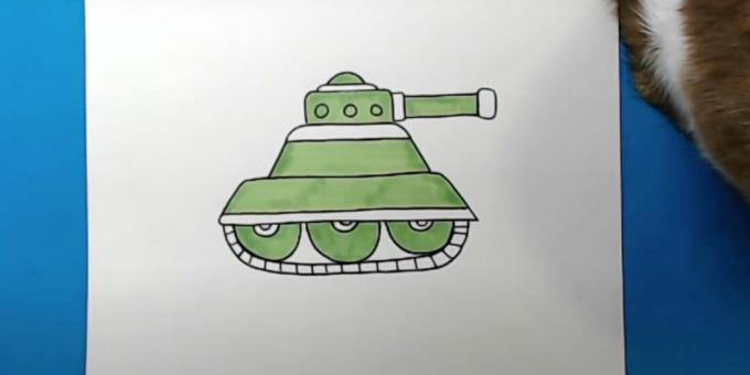 How to draw a tank: add a light green color 