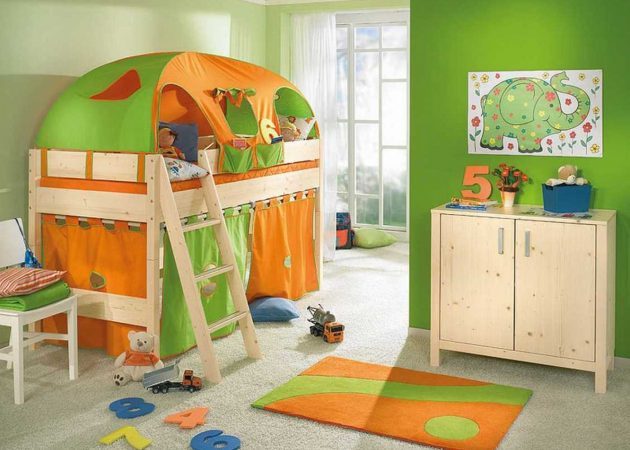 Interior of a children: bunk bed