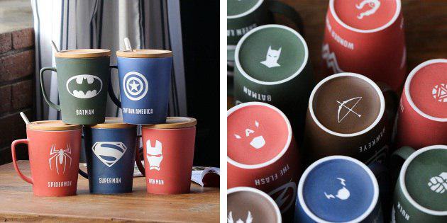 Cups with superheroes